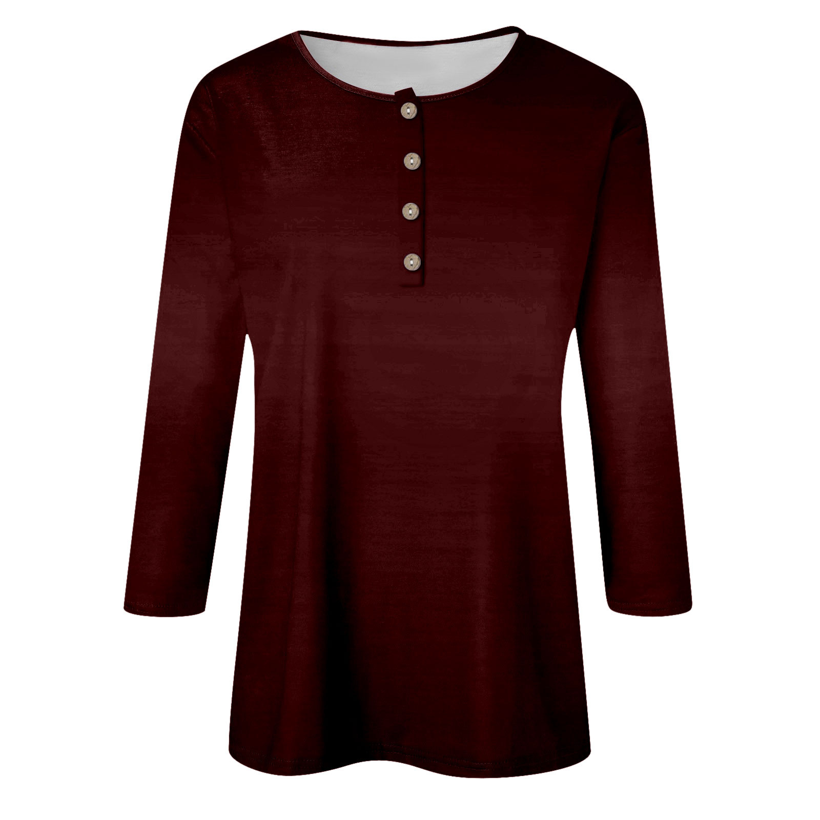 thumbnail image 4 of Camiseta de mujer con cuello en V, estampado geométrico colorido y manga 3/4 - Poliéster, diseño con botones, informal - S-XXL, 4 of 4
